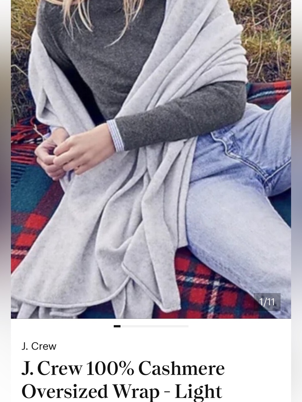 100% Cashmere wrap - Light Gray-j crew